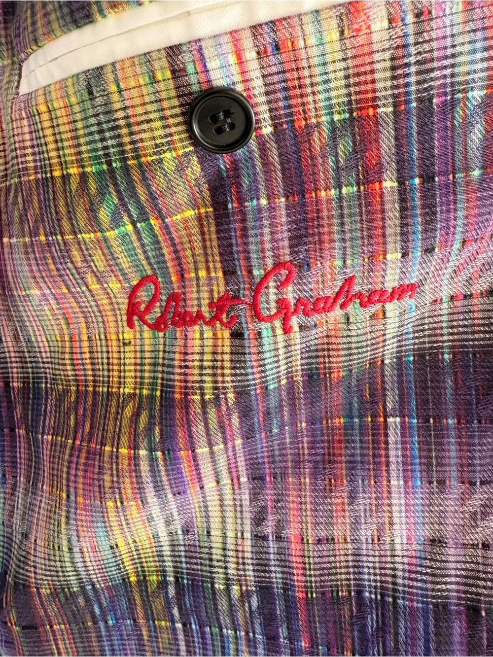 Robert Graham Multicolor Plaid Jacket with Purple & Red Accents